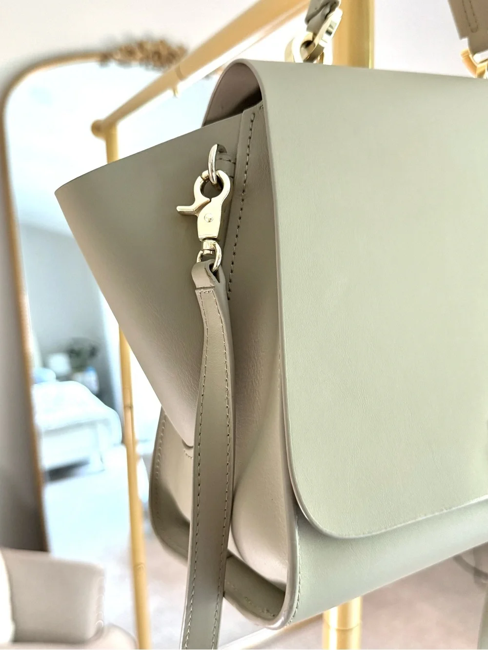 ZAC Posen Iconic Leather Satchel Handbag Crossbody Rare Gold Beige Leather